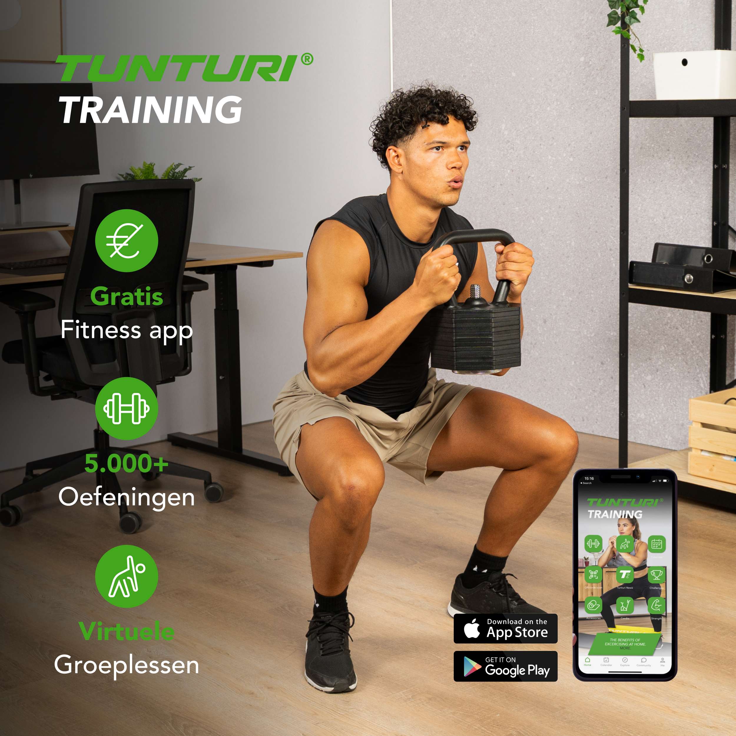 Tunturi Rapid Adjustable Kettlebell Set, 36kg afbeelding 10
