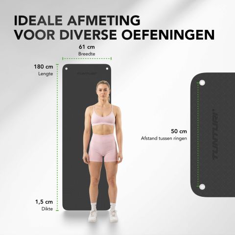 Tunturi Platinum Fitnessmat EVA 180CM, 6 stuks, Zwart